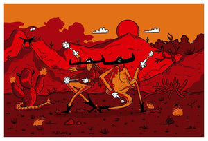 Desperate Escape from the Blazing Sands of the Red Desert - Gerardo Rodriguez - Canvas rint