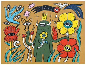 En el Jardin con mis Flores- Gerardo Rodriguez - Painting 48x36"