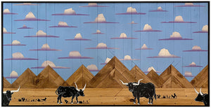 Longhorns and Lavender 36x18" - Raymond Allen