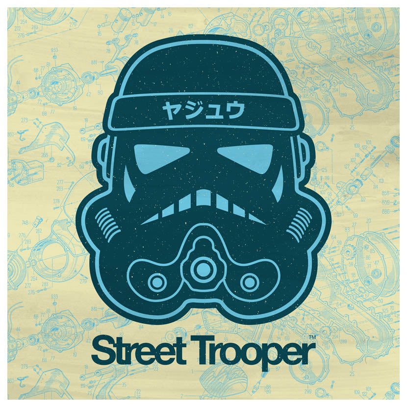Street Trooper Petrol Light Blue Yellow Schematic - Beast Syndicate - Various Sizes (canvas print)