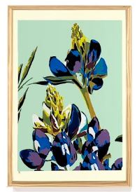 Bluebonnet Triptych (Screen print triptych) in Sage - Landry McMeans - 30 x 62"