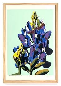 Bluebonnet Triptych (Screen print triptych) in Sage - Landry McMeans - 30 x 62"