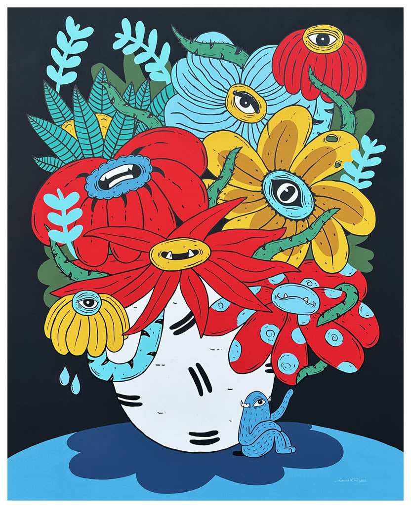 Choose To Bloom Gerardo Rodriguez Painting 48x60 Austin Art Garage choose-to-bloom-gerardo-rodriguez-painting-48x60-austin-art-garage