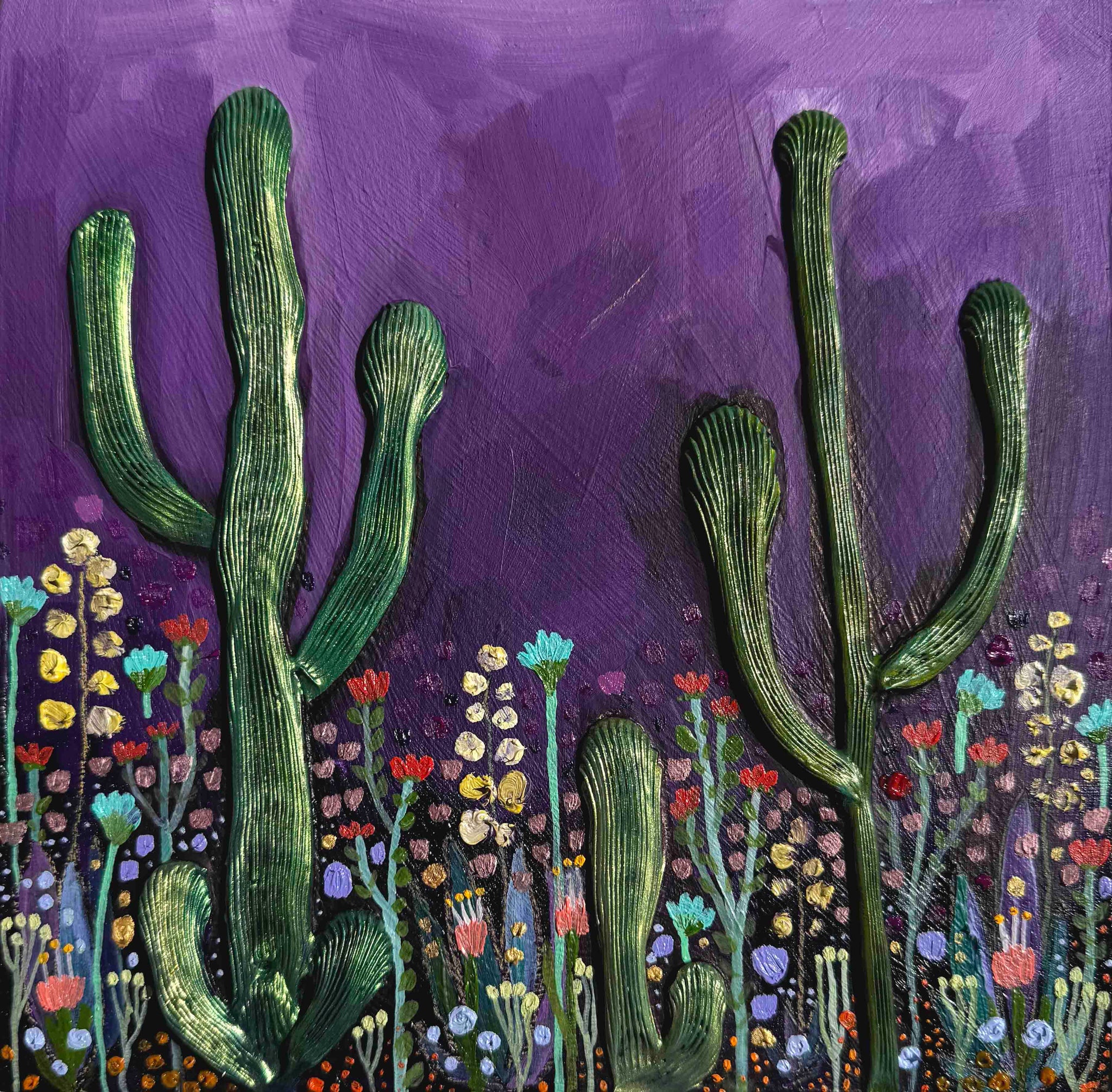 Desert Flowers in Dark Violet - Eli Halpin - 8 1/16 x8 1/16"