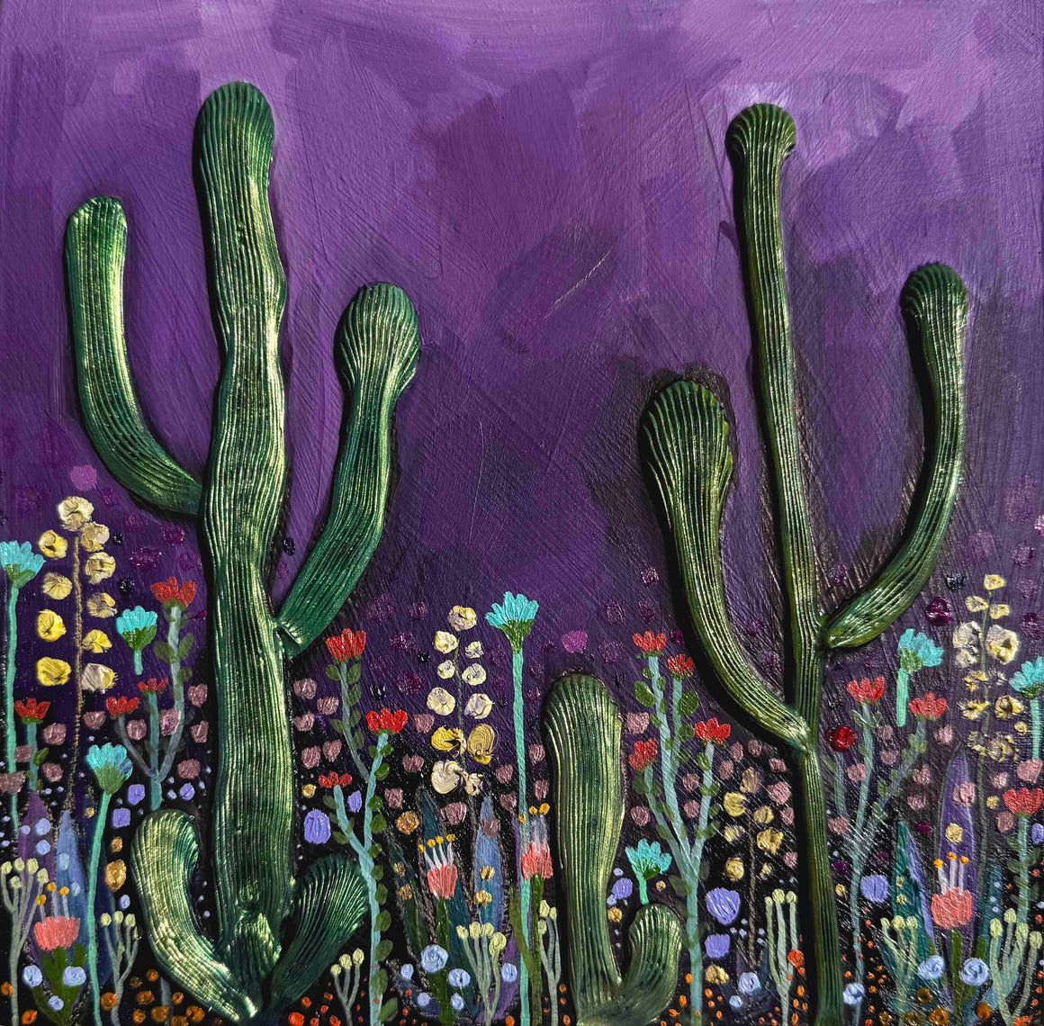 Desert Flowers in Dark Violet - Eli Halpin - 8 1/16 x8 1/16"
