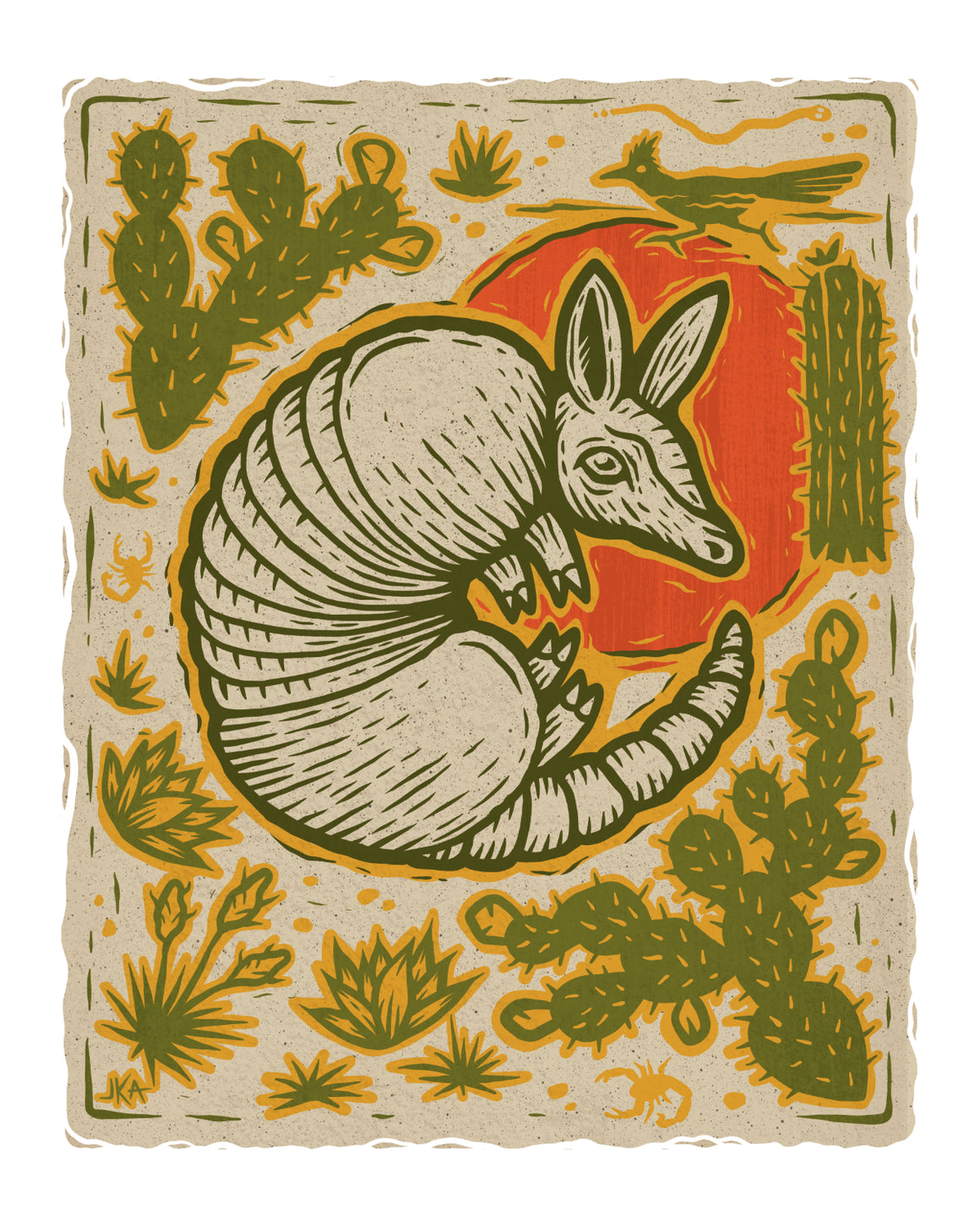 Desert Friends - Armadillo - Jeremy Aubrey - Print