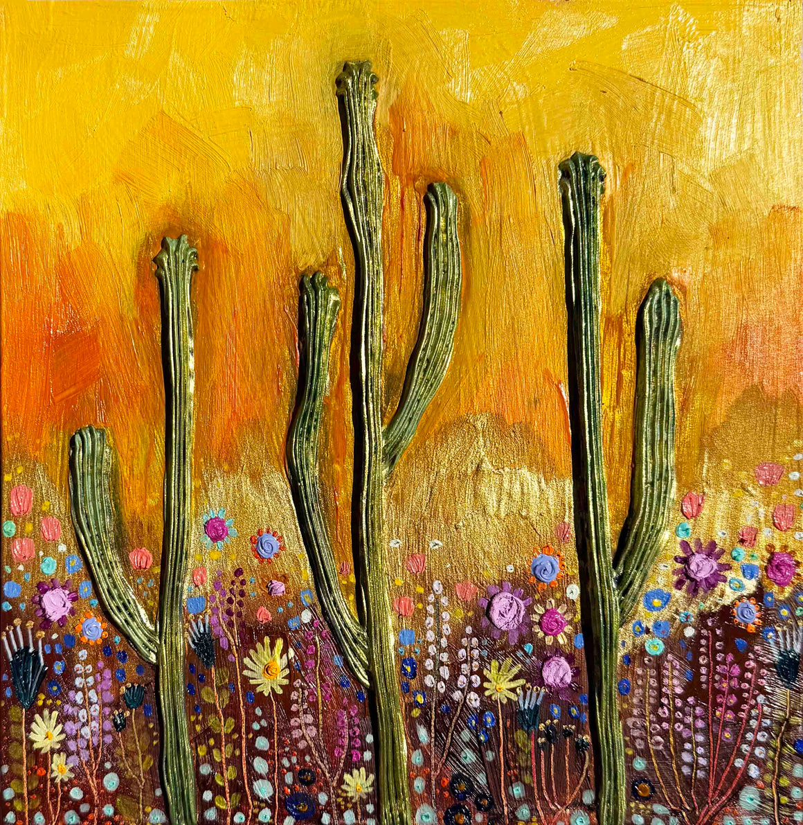 Desert Flowers in Butter Yellow - Eli Halpin - 8.25 x 8.25"
