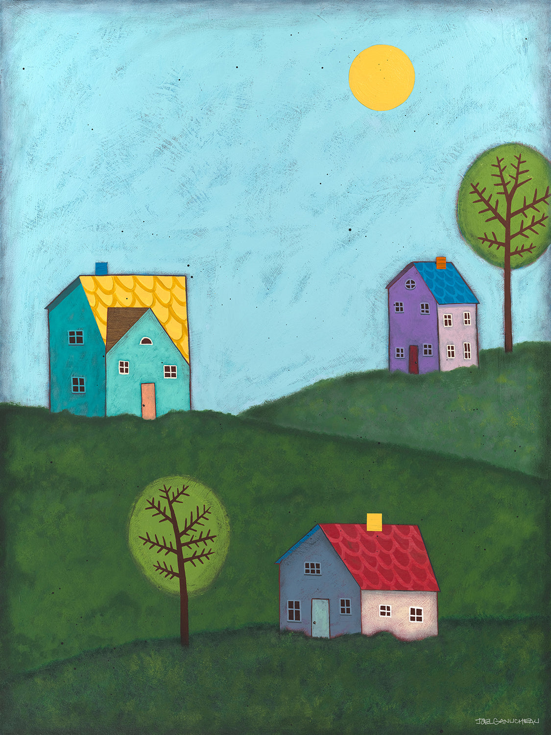 Happy Houses - ORIGINAL - Joel Ganucheau - 24x32"
