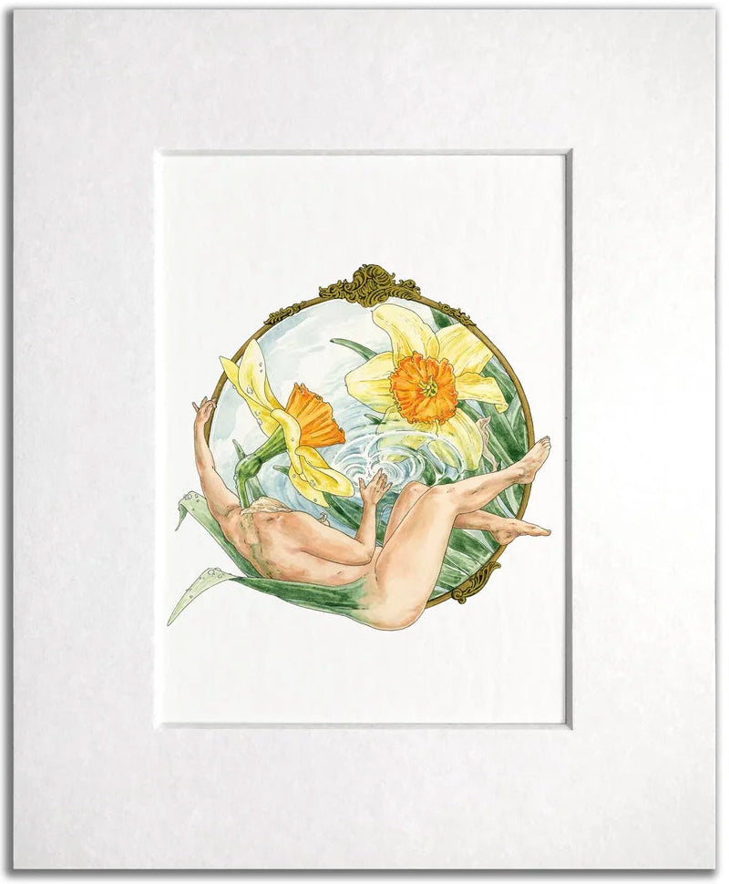 Narcissus, Soft and Wanting - Jennifer Pate - 8x10"