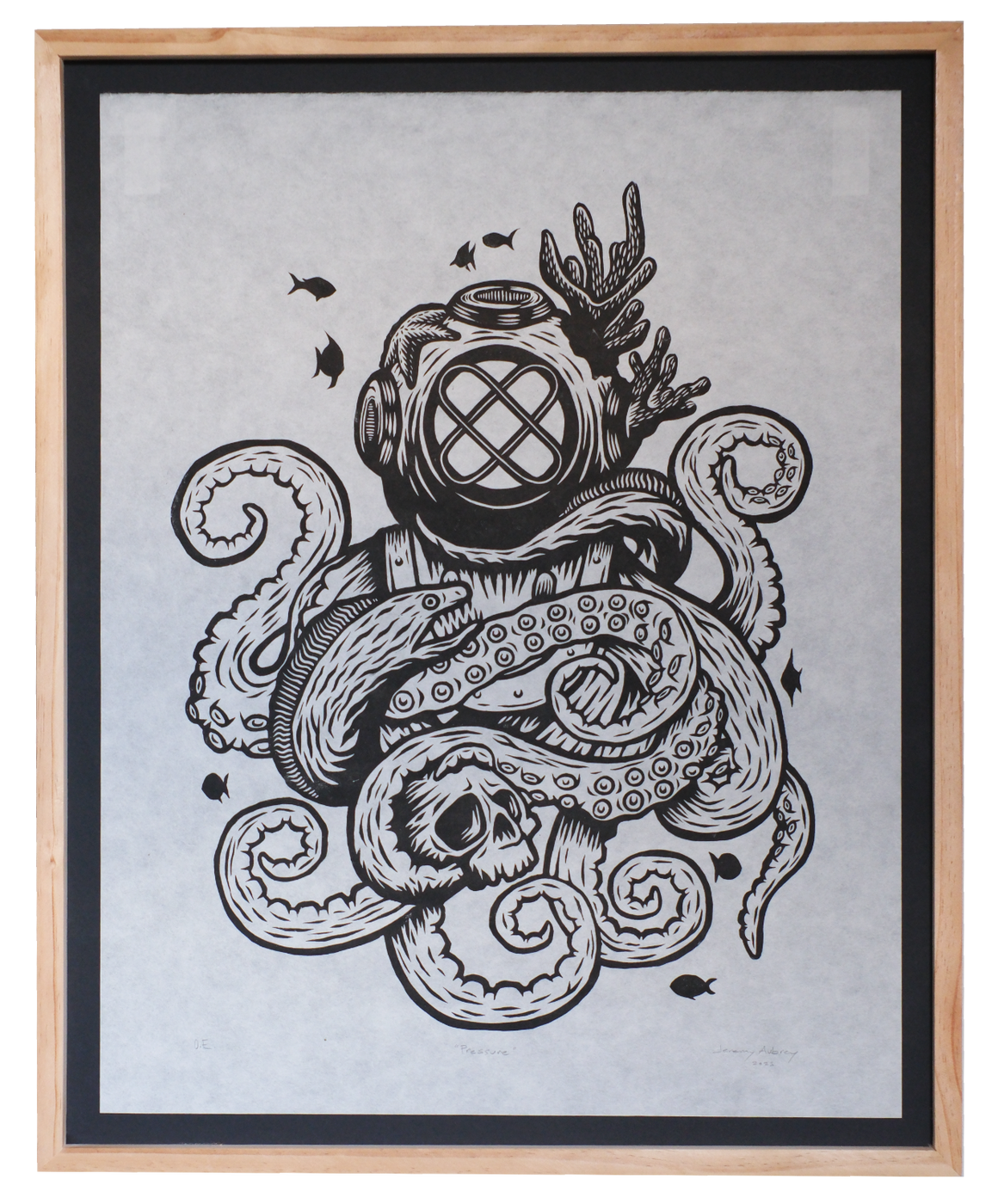 Pressure - Jeremy Aubrey - Framed Linocut 24x30"