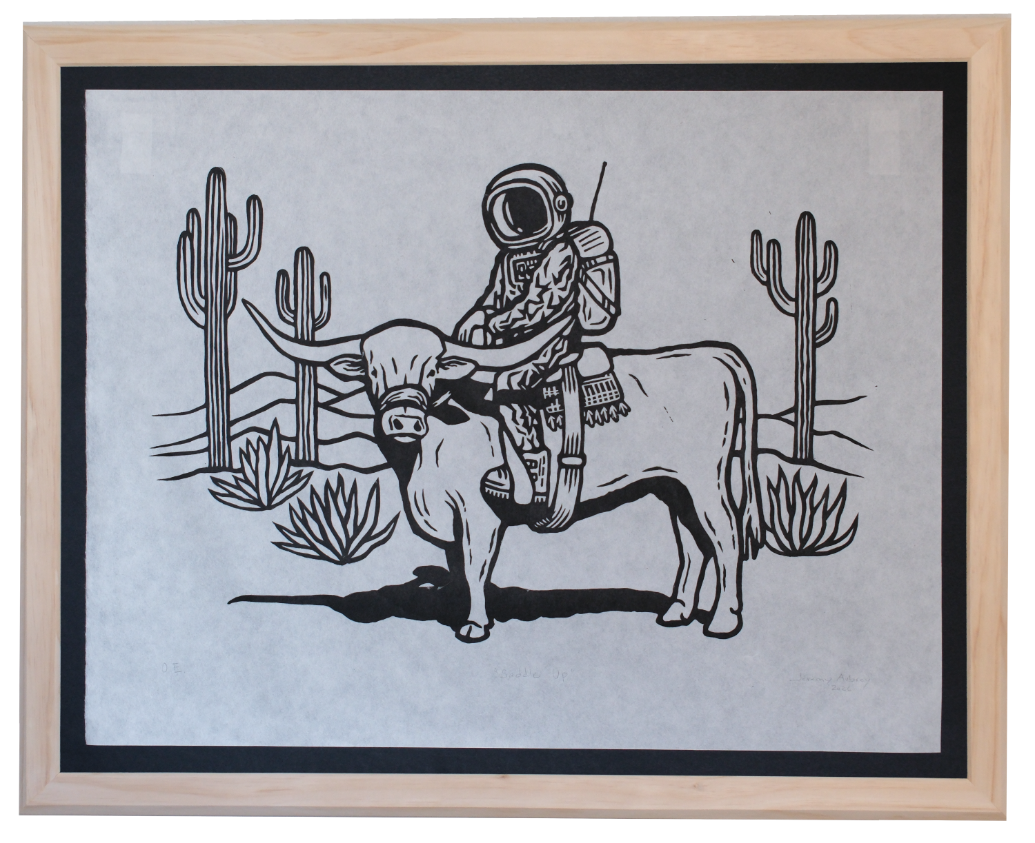 Saddle Up - Jeremy Aubrey - Framed Linocut 24x30"