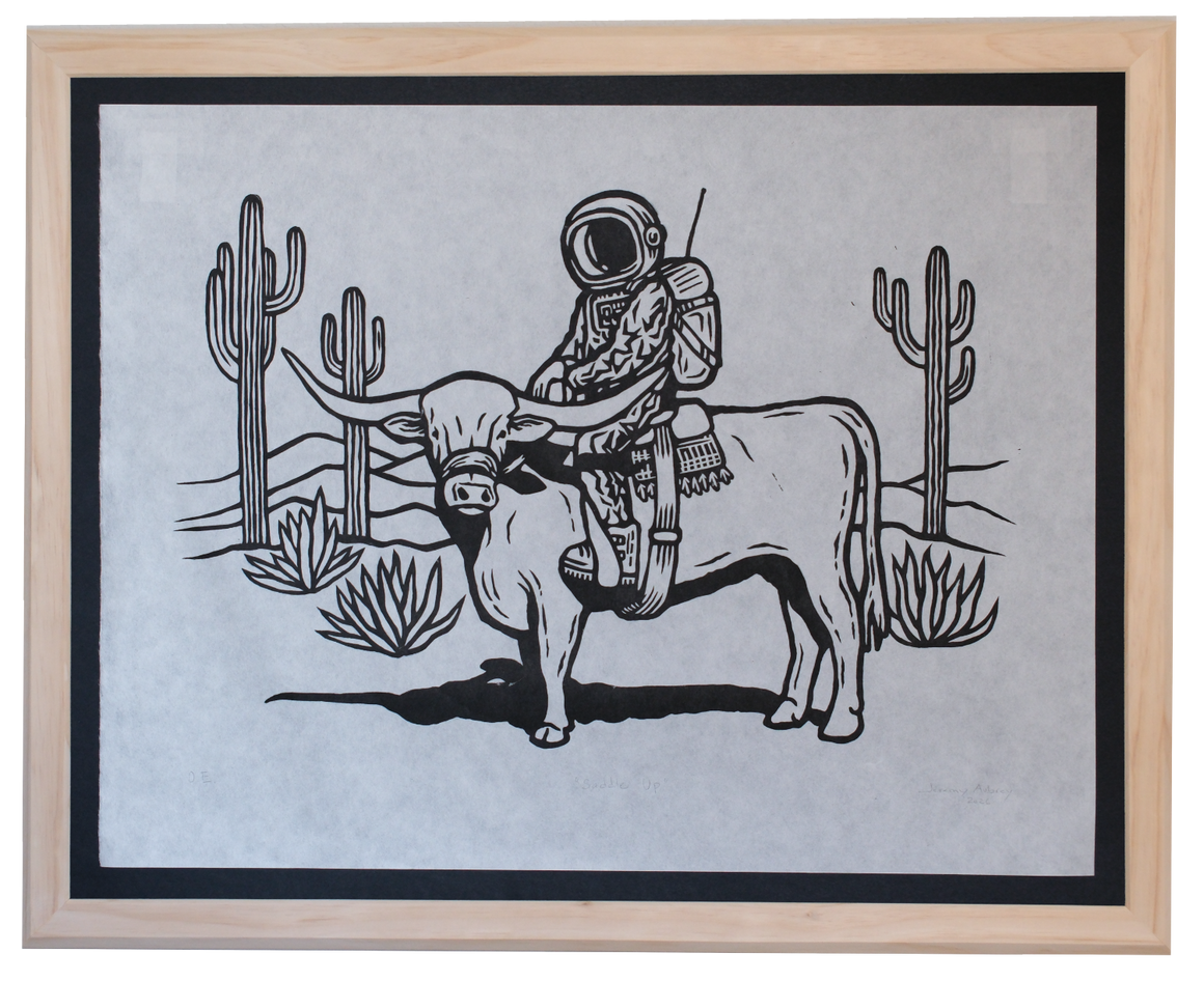 Saddle Up - Jeremy Aubrey - Framed Linocut 24x30"