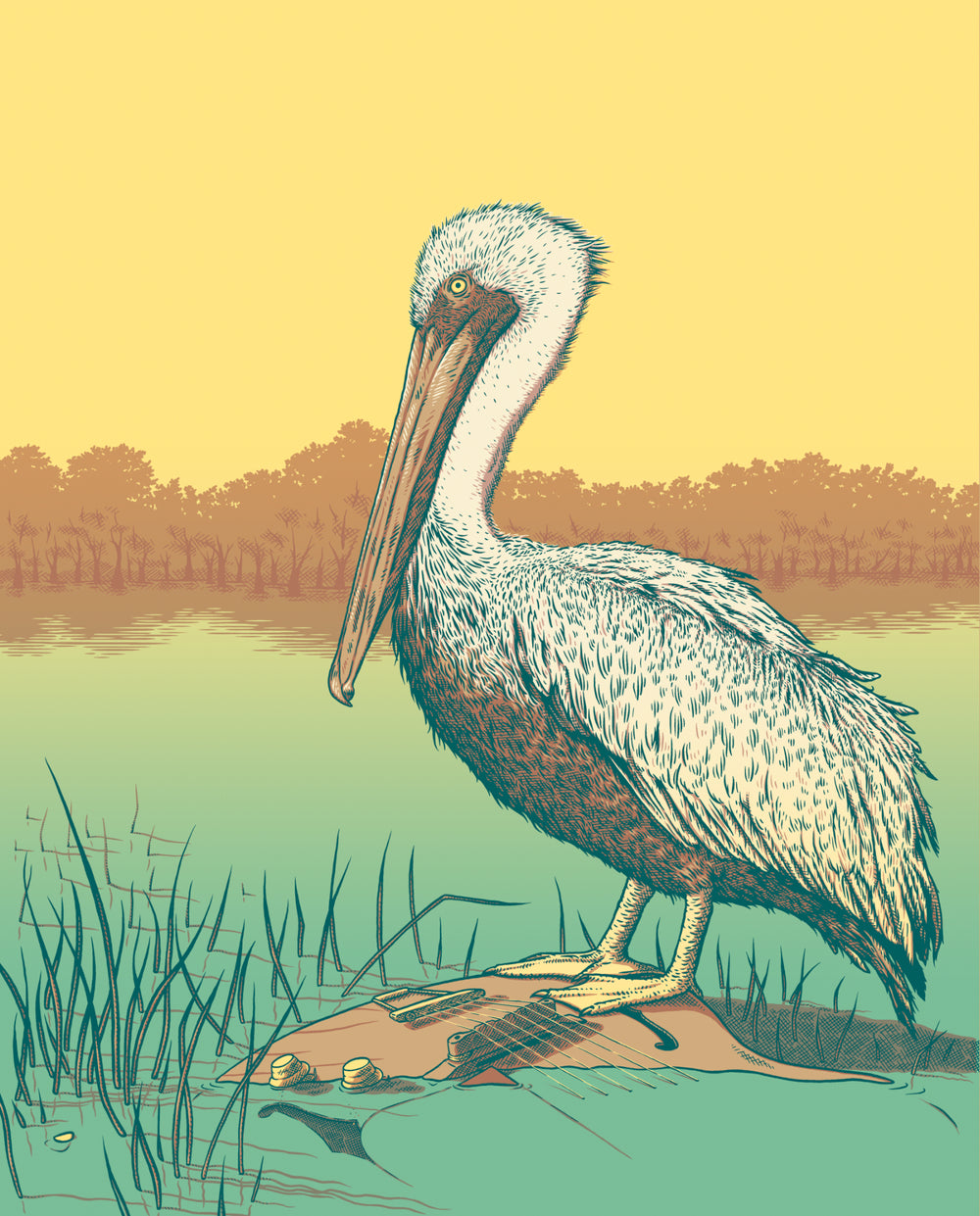 The Pelican King of Blue Bayou - Dan Grissom - 16x20"