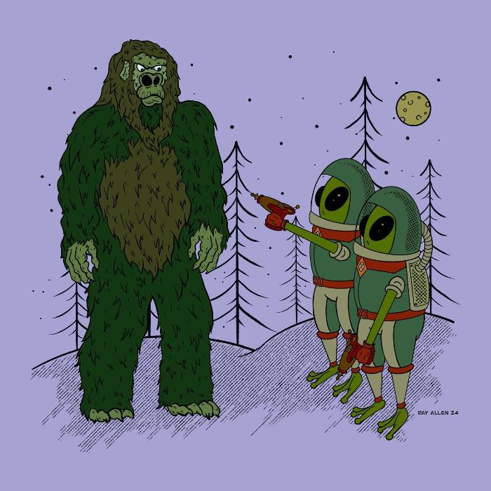 Take Me To Your Leader - Night Quatch Edition - Raymond Allen - 12x12"