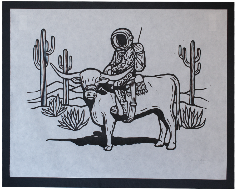 Saddle Up - Jeremy Aubrey - Framed Linocut 24x30"