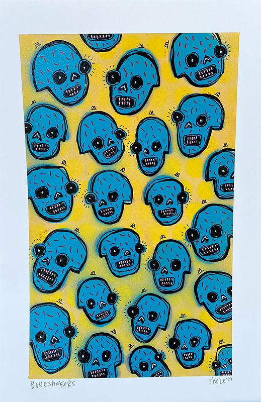 Boneshakers - Jeff Skele - 12x18" - Blue Skulls
