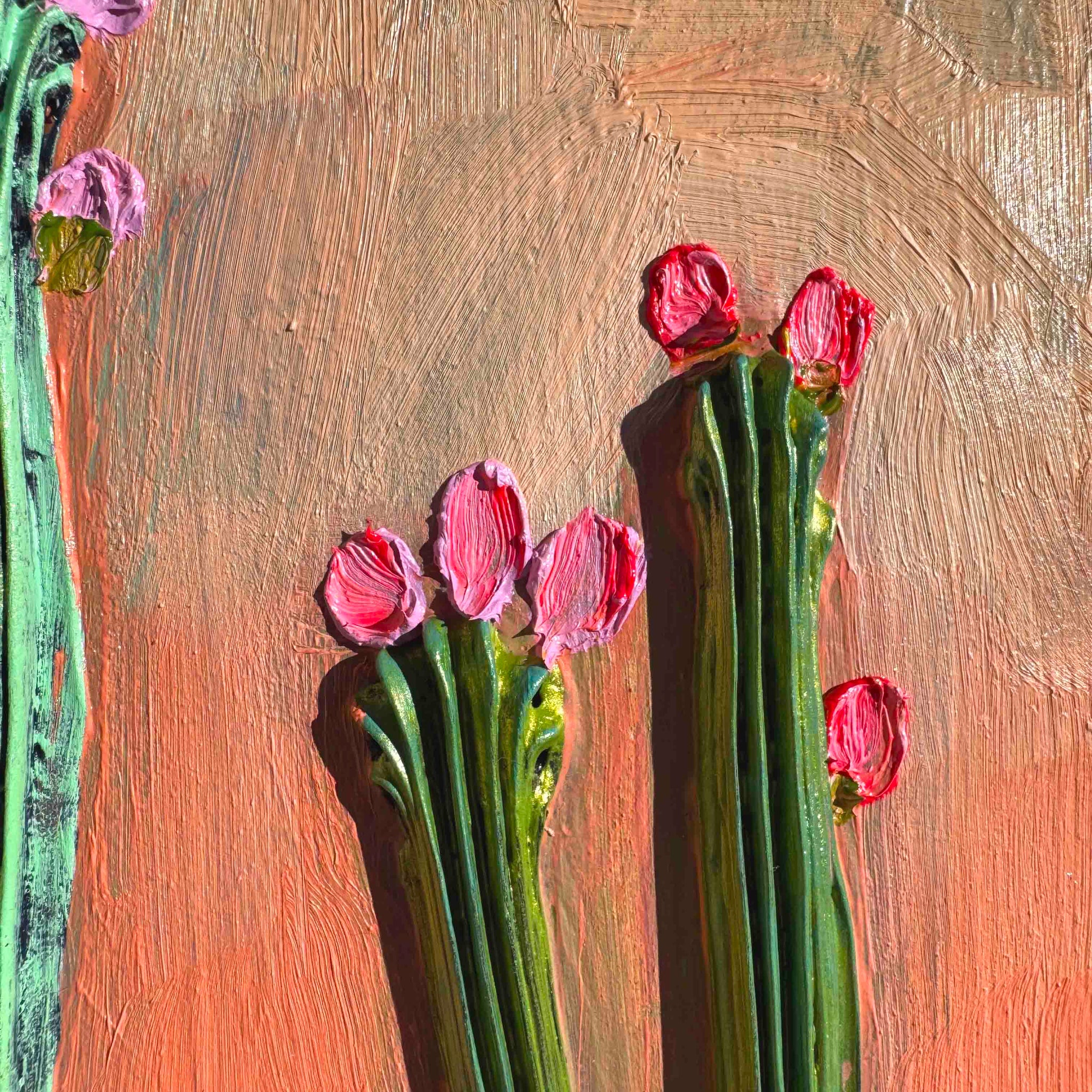 Desert Flowers in Coral - Eli Halpin - 8x8"