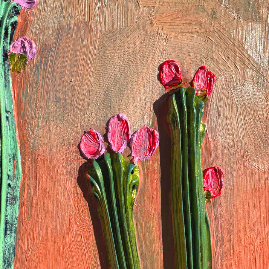 Desert Flowers in Coral - Eli Halpin - 8x8"