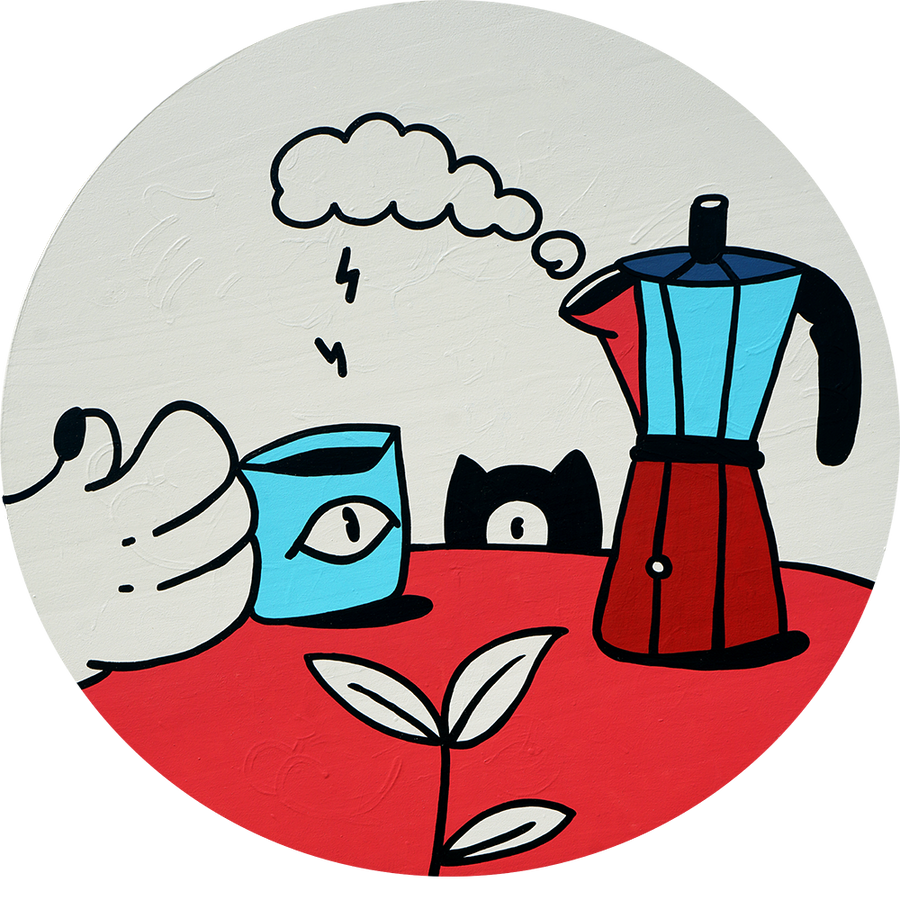 Por La Mañana Cafe - Gerardo Rodriguez - 24"x24" Round