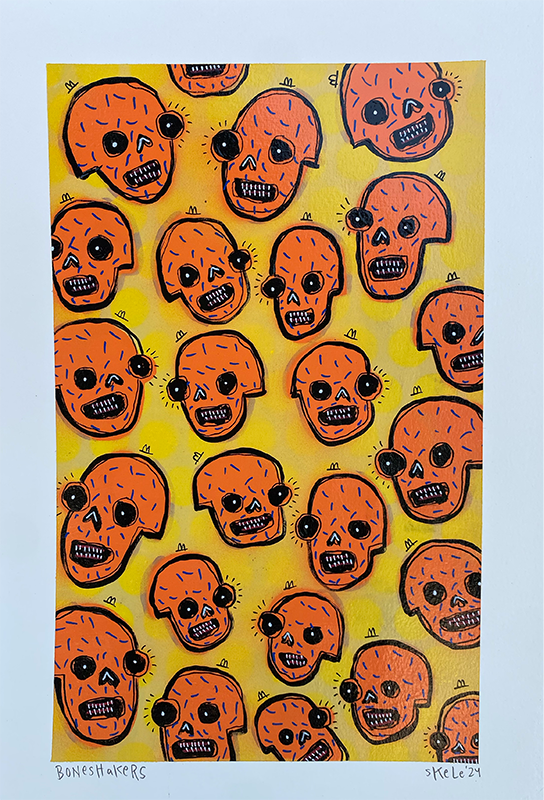 Boneshakers - Jeff Skele - 12x18" - Orange Skulls
