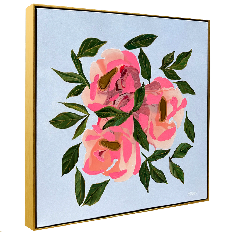 Peach Peonies - Neena Buxani - 30x30"