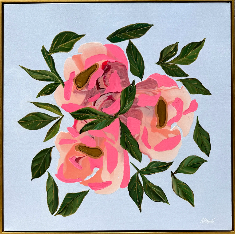 Peach Peonies - Neena Buxani - 30x30"