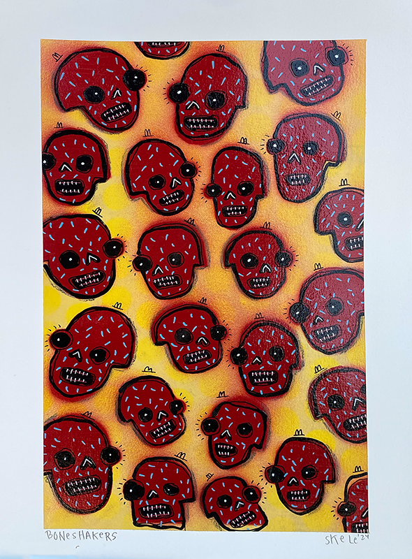 Boneshakers - Jeff Skele - 12x18" - Red Skulls