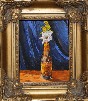 Shiner Vase with White Flower (Blue) - MOOCHIE - 13.5x15.5"