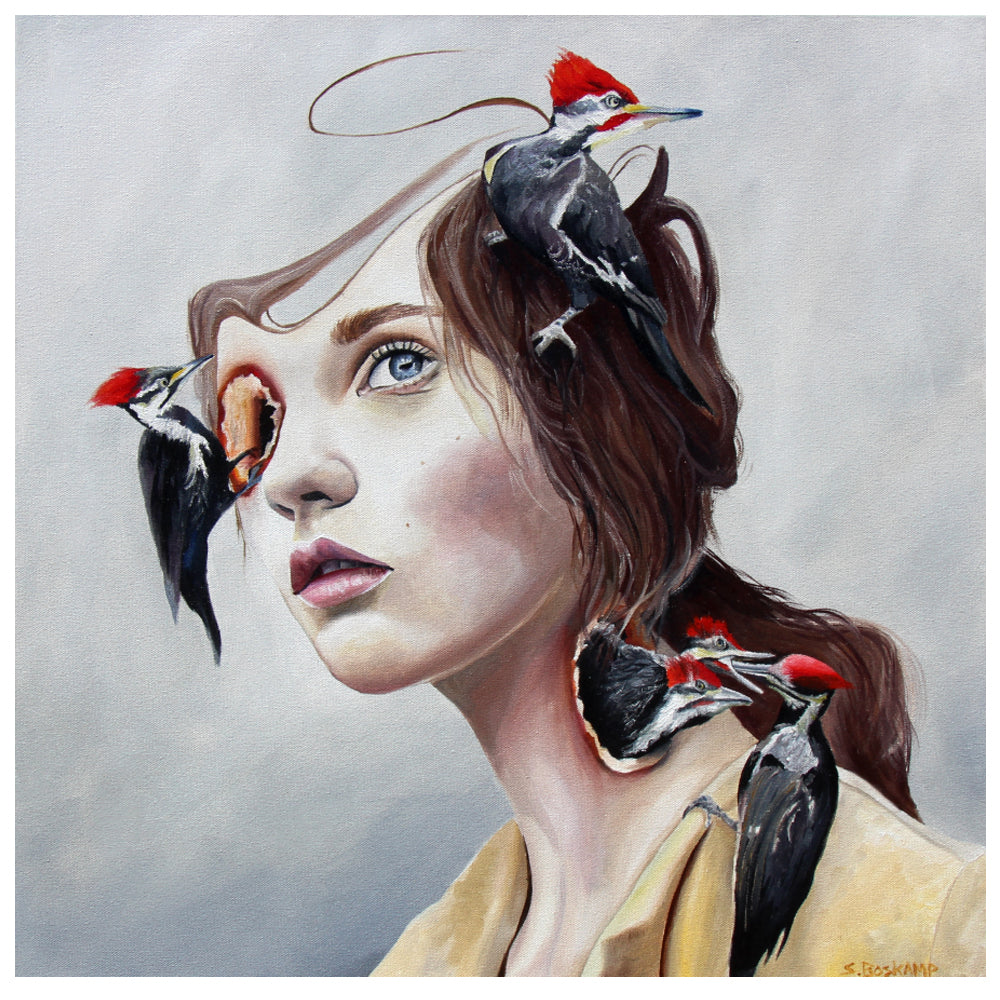 Wendy and the Woodpeckers - Sandra Boskamp - 24 x 24"