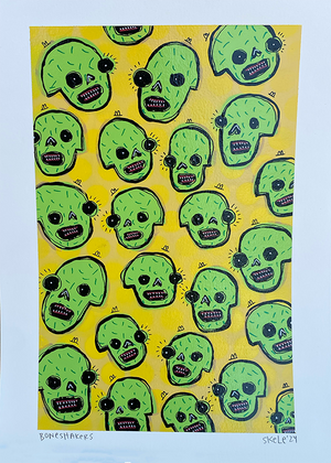 Boneshakers - Jeff Skele - 12x18" - Green Skulls