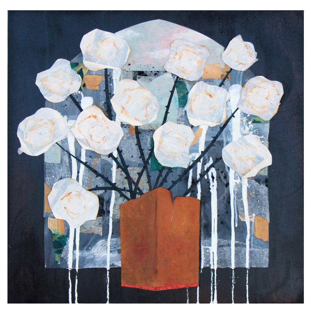 12 White Flowers - Larry Goode - 24x24"