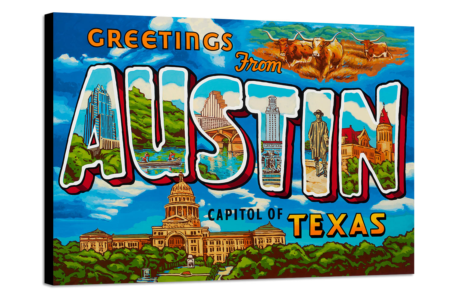 Red Austin Sign Welcome To Austin Postcard