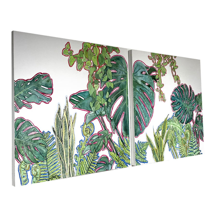 Tropical Jungle Diptych - Katie Chance - 74x36"