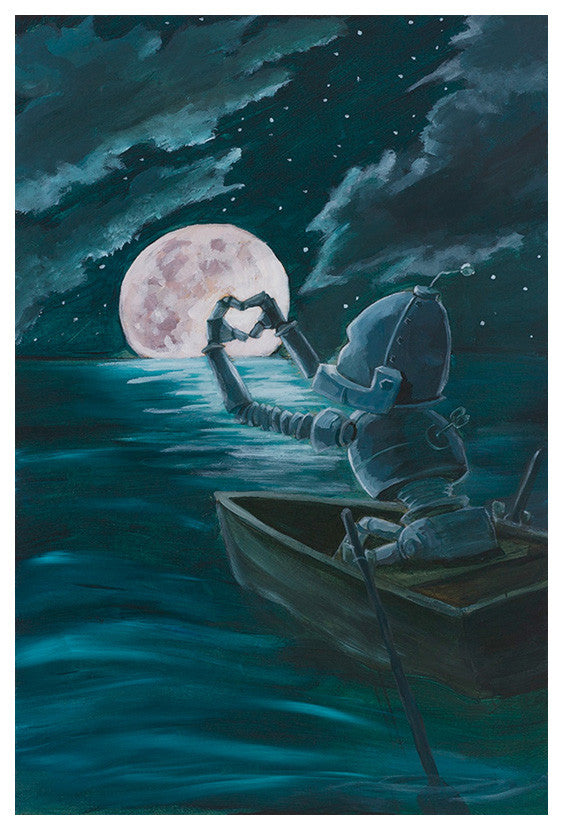 Hearts Moon Bot - Lauren Briere - Print