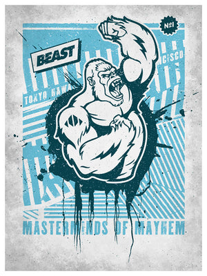 Mayhem Ape Petrol Sky Blue - Beast Syndicate - Various Sizes (canvas print)