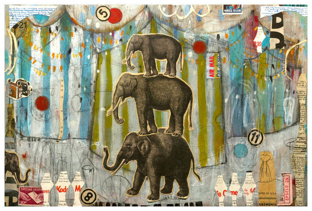 Stacked Elephants - Judy Paul - Print