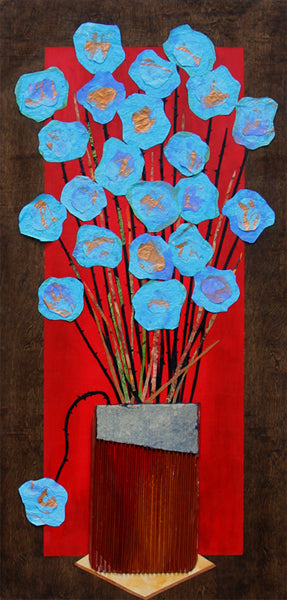 Tall Blue Flowers VI - Larry Goode - 24x48"