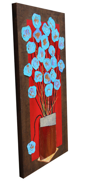 Tall Blue Flowers VI - Larry Goode - 24x48"